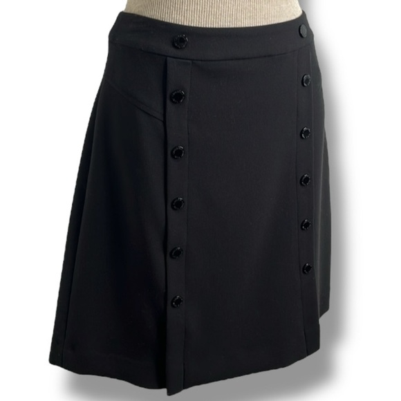 Karl Lagerfeld Solid Black Mini Skirt with Black Sailor Buttons Women's Size 2 - Picture 1 of 15